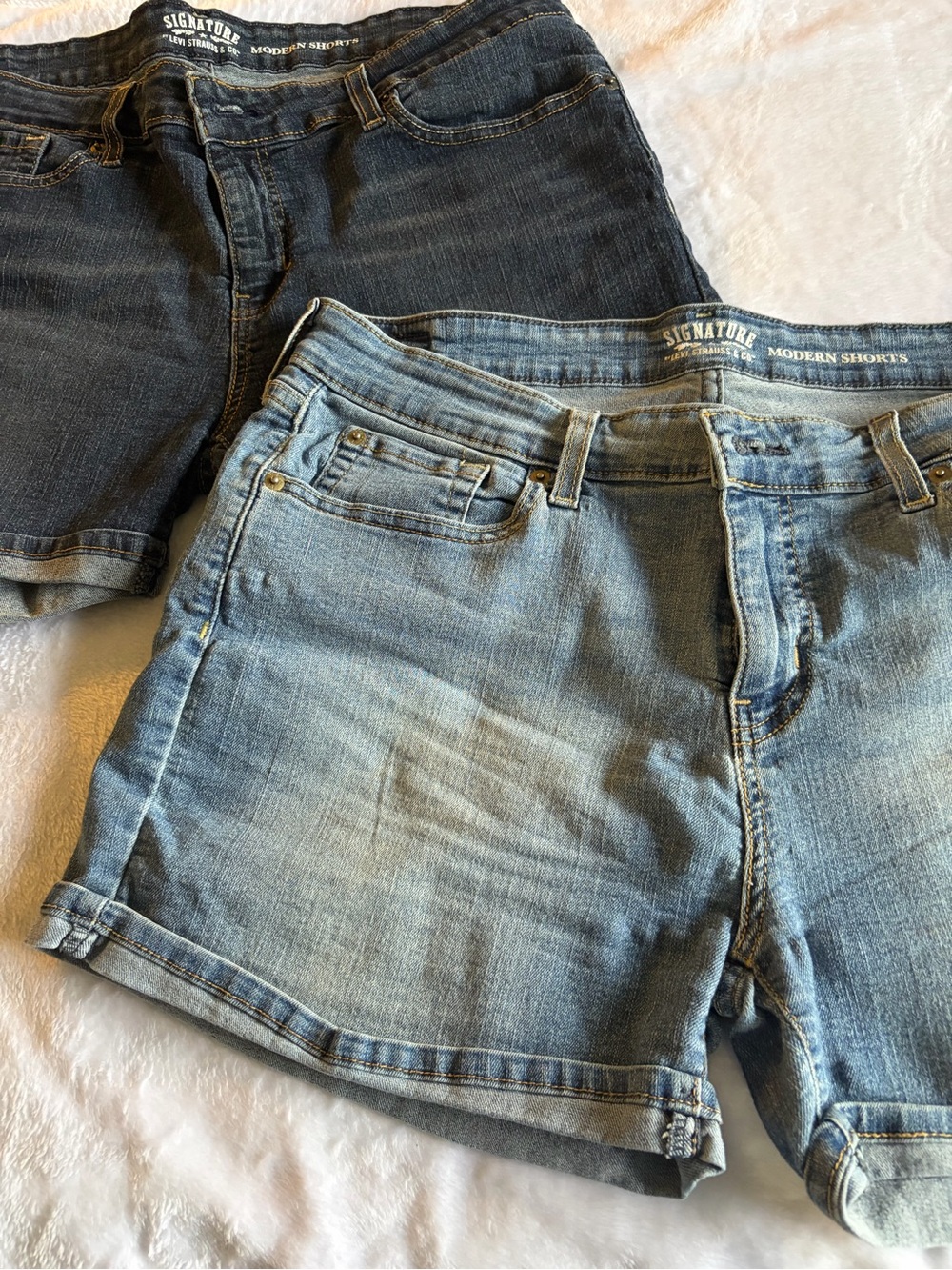 Levi's Women's Denim Shorts - Light Blue & Dark Blue